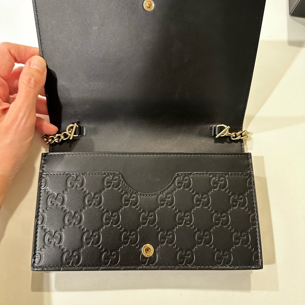 Gucci wallet on chain signature guccissima black and gold - Picture 3 of 10